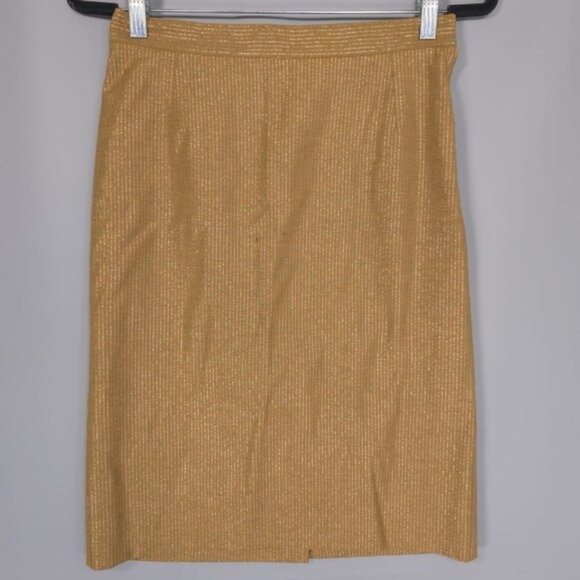 SEE BY CHLOE Women's Skirt 6 WOOL Blend ITALY MADE Striped Metallic Gold LG41600 - Picture 1 of 13